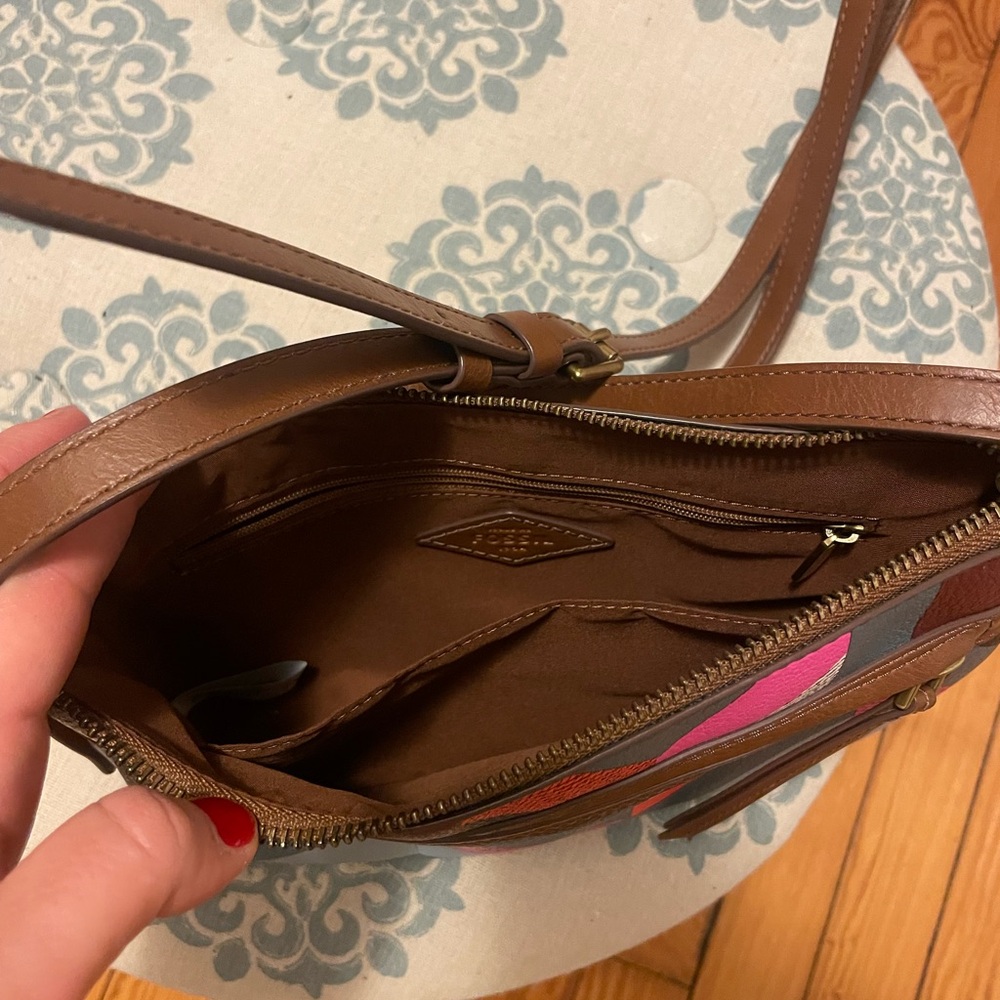 Fossil Gemma Crossbody Pebble Vegan Leather Geometric Medium Handbag. - Picture 6 of 10